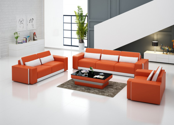 Ledersofa Couch Wohnlandschaft Sofagarnitur Sofa Garnitur Modern Design G 8019D