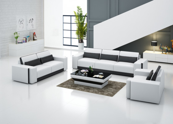 Ledersofa Couch Wohnlandschaft Sofagarnitur Sofa Garnitur Modern Design G 8019D