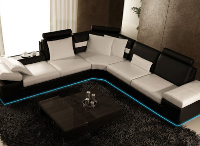 Ledersofa Sofa Couch Wohnlandschaft Ecksofa Garnitur Design Modern Sofa K5014B