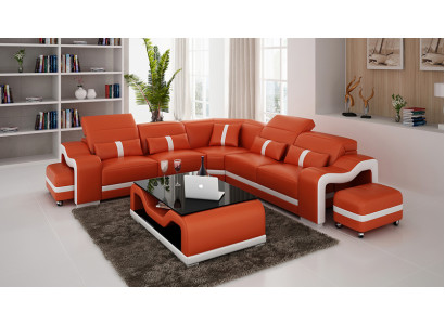 Ledersofa Couch Wohnlandschaft Ecksofa Sofa Eck Modern Design Garnitur