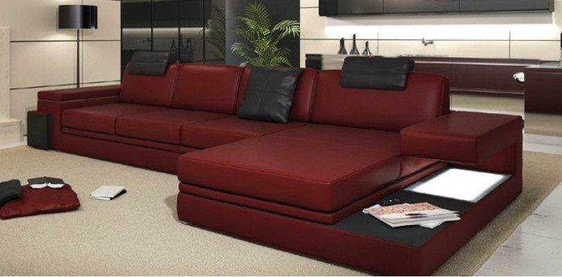 Design Ledersofa Sofa Couch Polster Wohnlandschaft Eck Garnitur Ecke Tachau BS