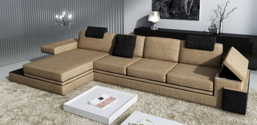 Design Ledersofa Sofa Couch Polster Wohnlandschaft Garnitur Eck Textil