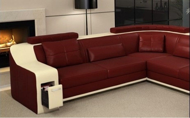 Stilvolles Wohnen L-förmiges Kunstleder-Sofa für höchsten Komfort