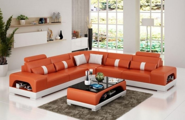 Ecksofa Garnitur Polster Couch Sofa Wohnlandschaft Sitz Eck Textil Leder