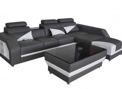 Leder Eck Sofa Couch Garnitur Ecke Sofas Couchen Polster Wohnlandschaft