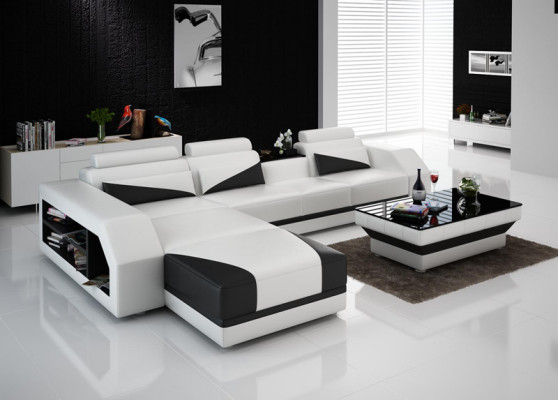 Leder Eck Sofa Couch Garnitur Ecke Sofas Couchen Polster Wohnlandschaft