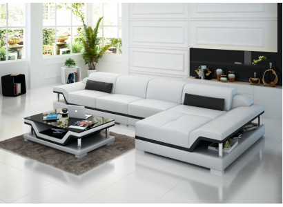 Design Ledersofa Sofa Couch Polster Eckgarnitur Sitzgarnitur Leder Couchen 8004C 