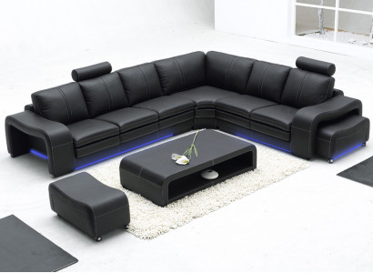 Ledersofa Sofa Couch Wohnlandschaft Ecksofa Eck Garnitur Design Modern Neu A1109