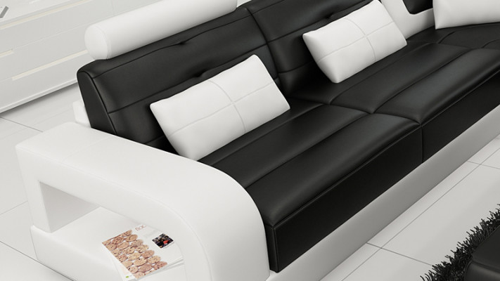 Ledersofa Couch Wohnlandschaft Ecksofa Eck Garnitur Design Modern Sofa L6008B