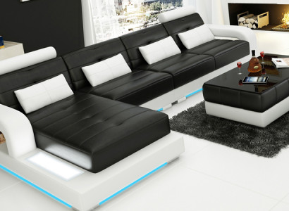 Ledersofa Couch Wohnlandschaft Ecksofa Eck Garnitur Design Modern Sofa L6008C