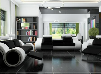 Sofa Polster 3+2 Sitz Designer Sofa Ledersofa Farbwahl Couch Garnitur Schwarz