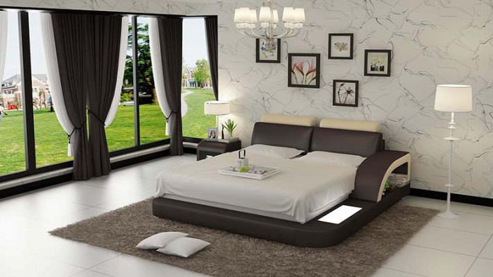 Luxus Bett Beleuchtung Lederbett Betten Sofa Big Ehe Polster 140/160/180 cm