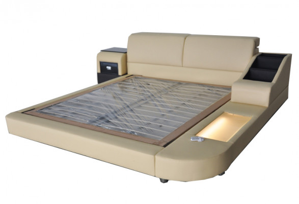 Exclusives Mehrzweck Doppel Betten Hotel Ehe Polster Leder Design Bett Luxus Neu