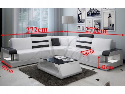 Wohnlandschaft Polster Ecke Eck Sofa Couch Garnitur Landschaft Leder Neu - 2723B