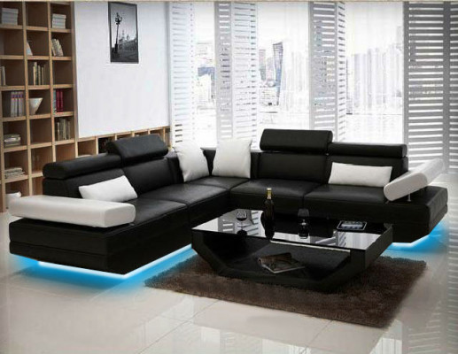 Wohnlandschaft Polster Ecke Eck Sofa Couch Garnitur Landschaft Leder - AlfredB