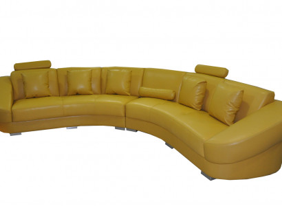 Runde Eck Sofa Couch Polster XXL Big Rund Couchen Wohnlandschaft U Form gelb Neu