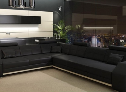 Ecksofa Ledersofa Sofa Couch Polster Sitz Ecke Garnitur Wohnlandschaft Ebern S