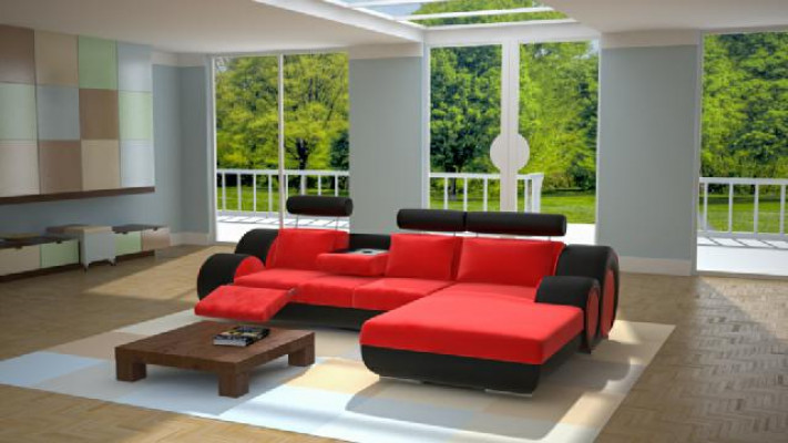 Designer Garnitur Wohnlandschaft Eckcouch Couch Sofa Polster Ledersofa Sofas Neu