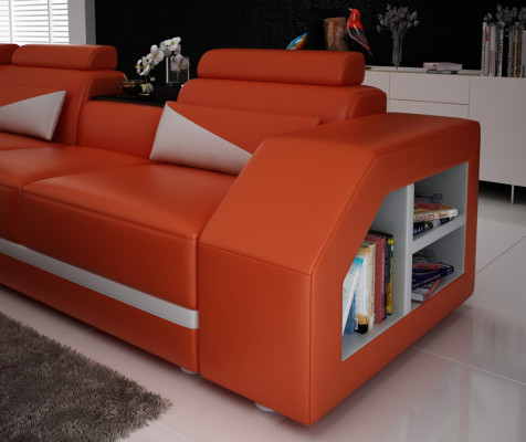 Ledersofa Couch Wohnlandschaft Ecksofa Eck Garnitur Design Modern Sofa G8018B