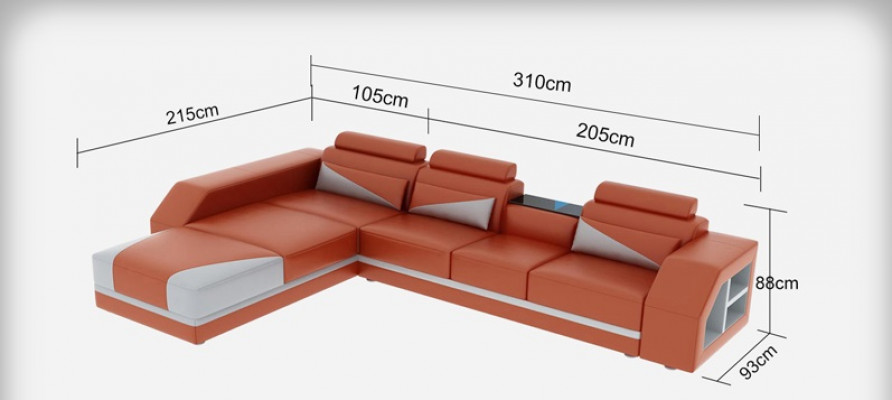 Ledersofa Couch Wohnlandschaft Ecksofa Eck Garnitur Design Modern Sofa G8018B