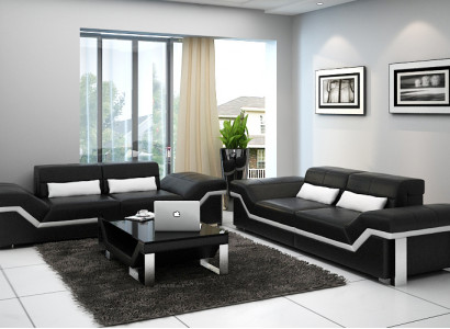 Ledersofa Sofa Couch Wohnlandschaft 3+3 Garnitur Design Modern Sofas Neu