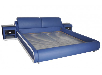 Doppel Luxus Leder Bett + USB Polster Betten Multifunktion LB8835