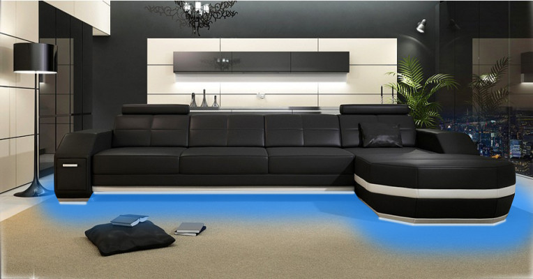 Design Ecksofa Couch Polster Eck Garnitur Ledersofa Ecke Wohnlandschaft PH300