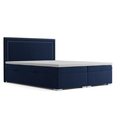 Boxspring Bett Hotel Doppel Design Betten Luxus Polster Kasten Funktion Blau Neu