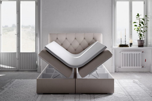 Boxspring Bett Hotel Doppel Leder Luxus Betten Polster Bettkasten Funktion Neu