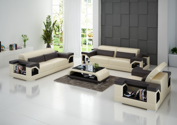 Ledersofa Couch Sofagarnitur Set 3+2+1 Sitzer Garnitur Design Modern Sofa