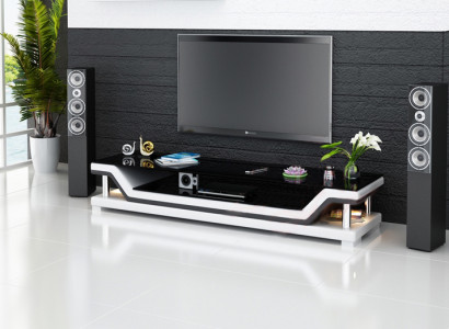RTV TV Sideboard Leder Glas Tisch Fernseh Schrank Tisch Designer 3009