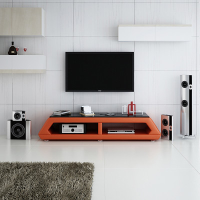 RTV TV Sideboard Leder Glas Tisch Fernseh Schrank Tisch Lowboard Mo.B 