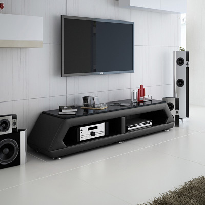 RTV TV Sideboard Leder Glas Tisch Fernseh Schrank Tisch Lowboard Mo.B 
