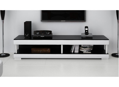 RTV TV Sideboard Leder Glas Tisch Fernseh Schrank Tisch Lowboard Mo.C