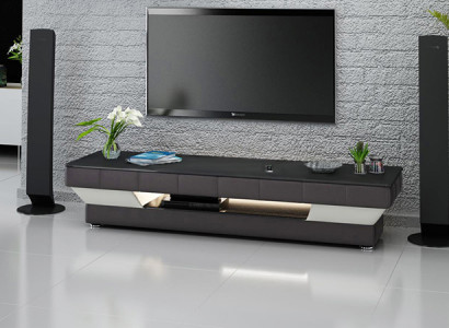 RTV TV Sideboard Leder Glas Tisch Fernseh Schrank Tisch Lowboard Mo.J