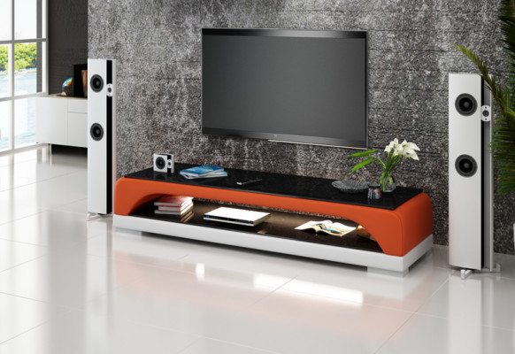 RTV TV Sideboard Leder Glas Tisch Fernseh Schrank Tisch Dekor Designer