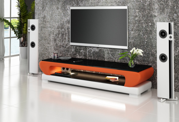 RTV TV Sideboard Leder Glas Tisch Fernseh Schrank Dekor Tisch Designer