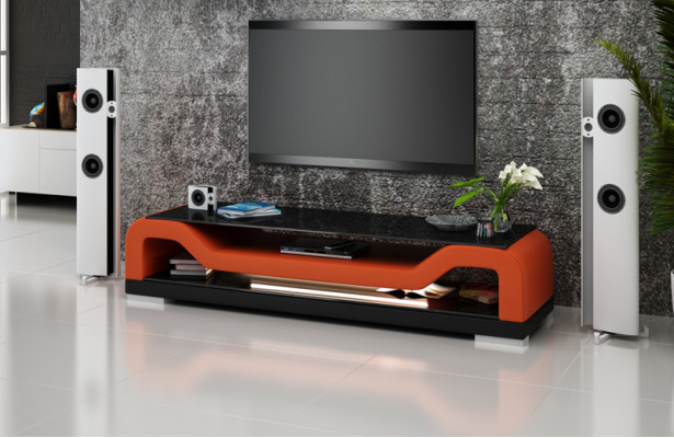 RTV TV Sideboard Leder Glas Tisch Fernseh Dekor Schrank Tisch Designer