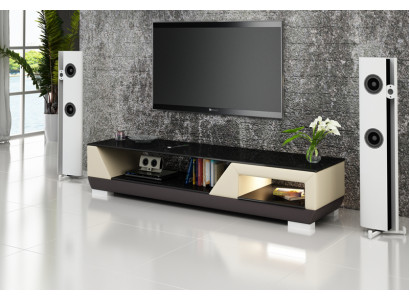 RTV TV Sideboard Leder Glas Dekor Tisch Fernseh Schrank Tisch Designer