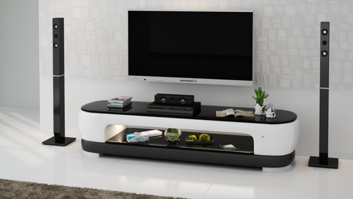 RTV TV Sideboard Dekor Leder Glas Tisch Fernseh Schrank Tisch Designer