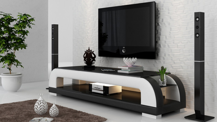 RTV TV Sideboard Dekor Leder Glas Tisch Tisch Fernseh Schrank Designer