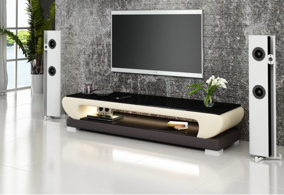 RTV TV Sideboard LederTisch Designer Glas Tisch Fernseh Schrank Neu Modern