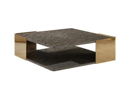 Couchtisch Dunkelgrau Marmor Wohnzimmer Edelstahl Modern Design
