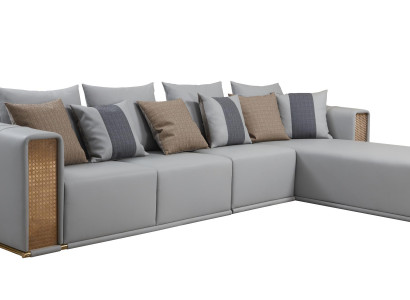 Ecksofa Leder L-Form Wohnlandschaft Couch Eckgarnitur Polster Neu Graue Möbel