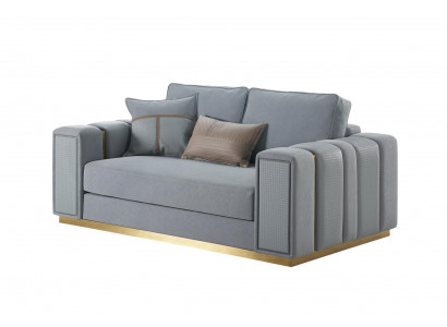 Sofa 2 Sitzer Wohnzimmer Modern Design Couchen Sofa Blau Textil Möbel Hellblau
