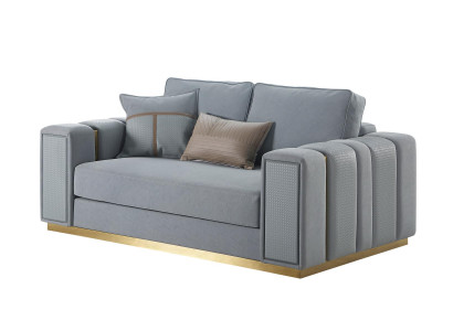Sofa 2 Sitzer Wohnzimmer Modern Design Couchen Sofa Blau Textil Möbel Hellblau