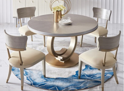 Komplette Esszimmer Garnitur Runder Tisch + 4x Lehnstuhl Stühle