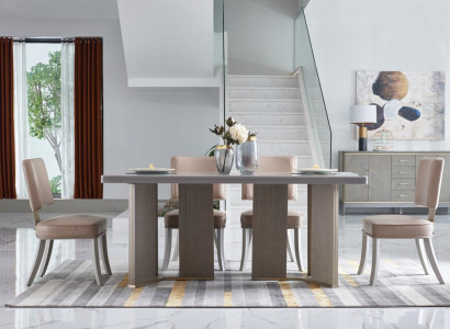 Komplette Esszimmer Garnitur Tisch + 4x Lehnstuhl Stühle Luxus Essgruppe
