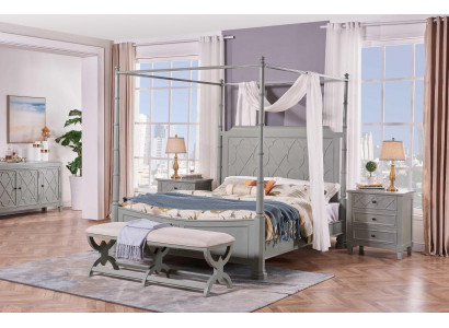Schlafzimmer Komplett Set Landhaus Stil Modrern Bett Nachttisch 5 tlg. Neu