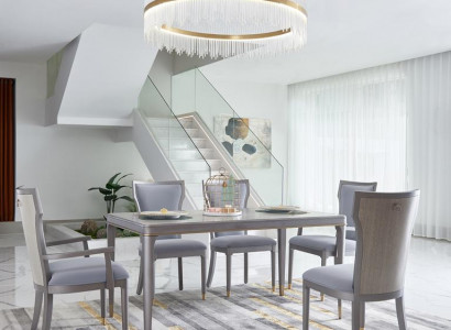 Komplette Garnitur Tisch mit 6 Stühlen luxus möbel hotel dubai einrichtung